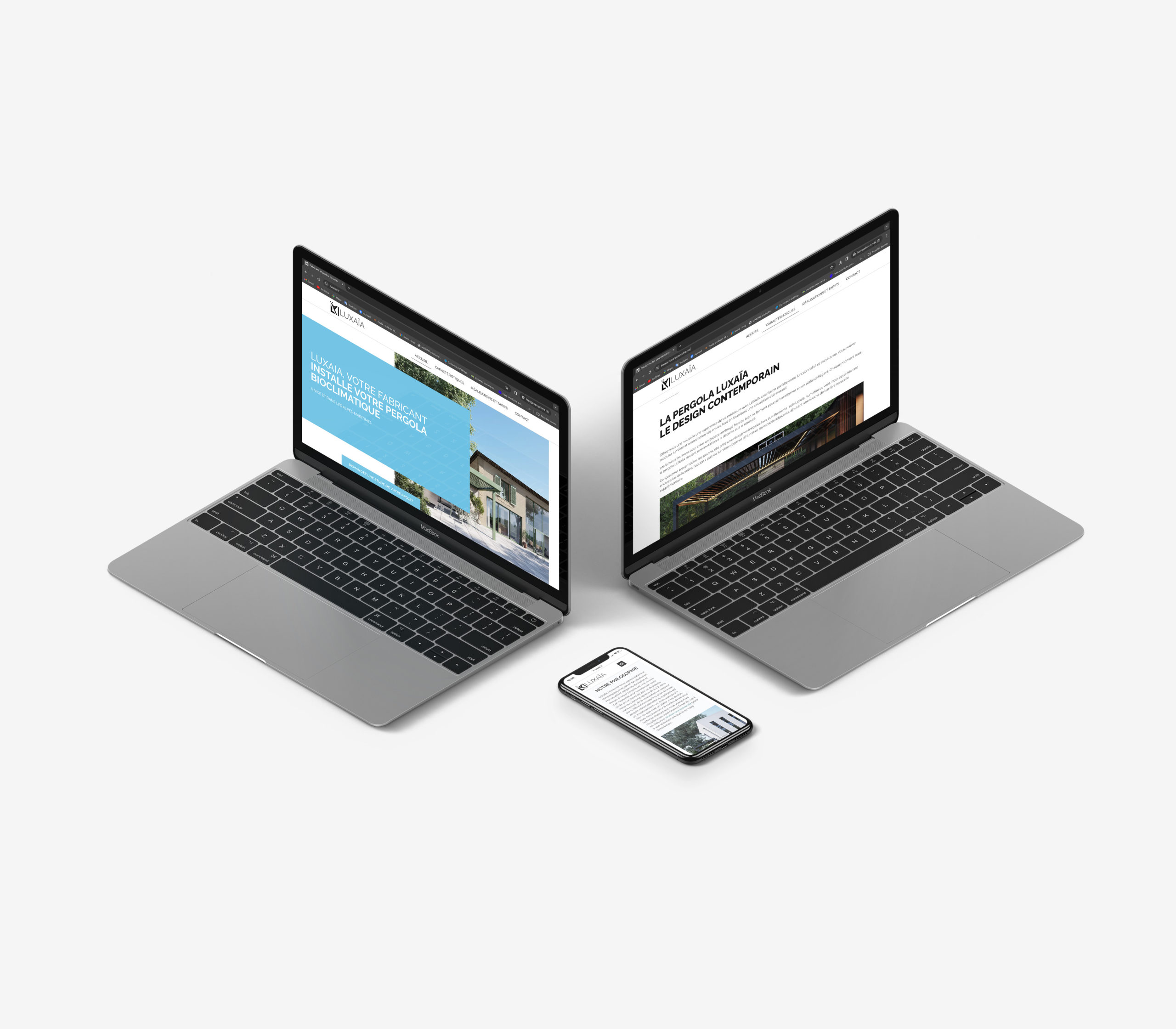 Mockup site vitrine luxaia