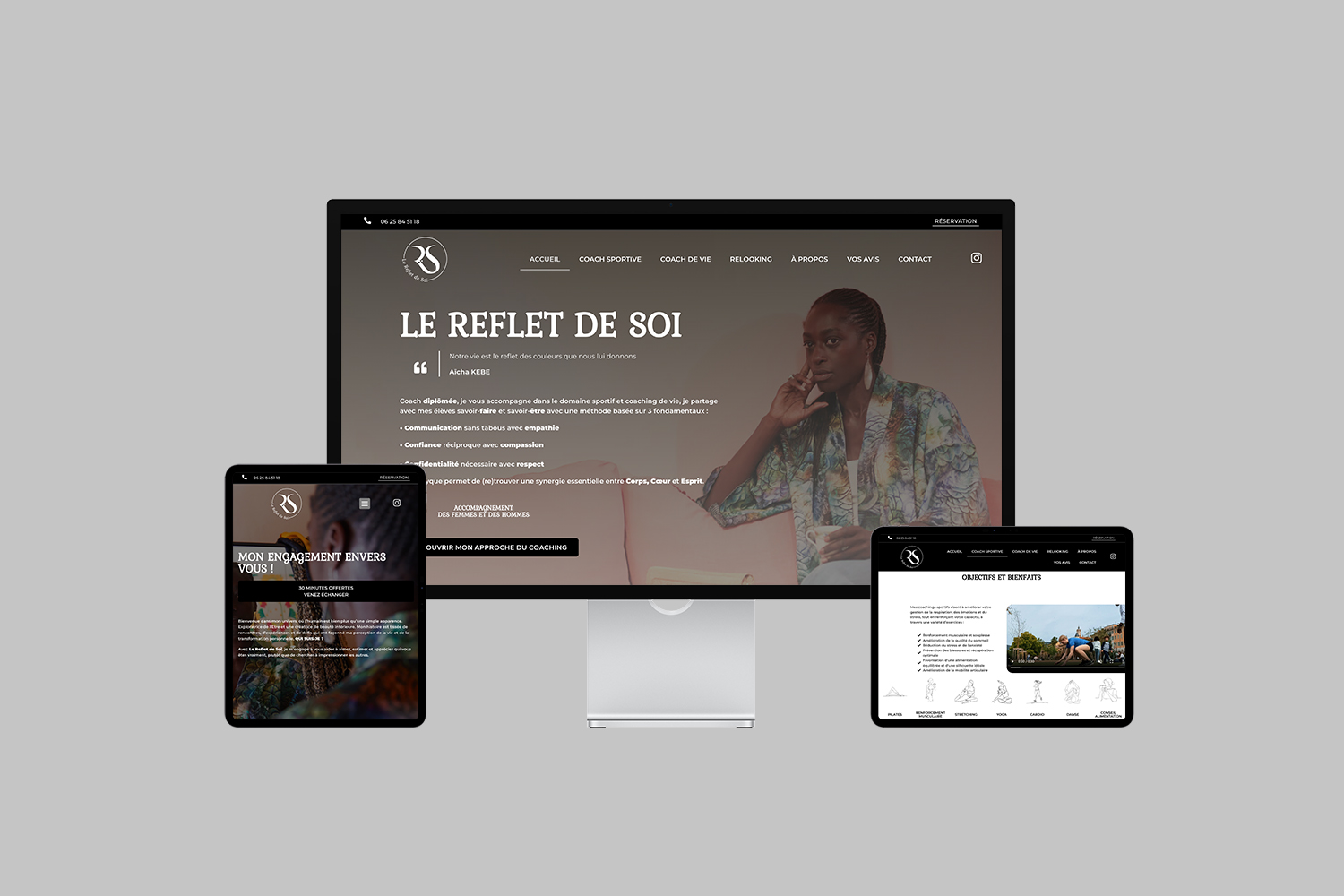 Mockup du site internet "Le Reflet de Soi" de AÏCHA KEBE