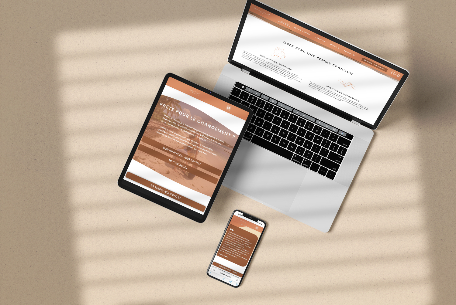 Mockup du site web de la coach de vie Lysiane ENARD